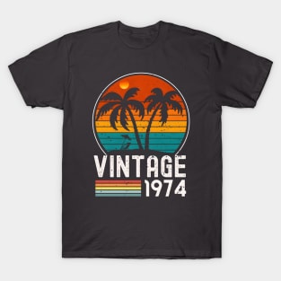 Vintage 1974 Retro Sunset Distress Edition | Classic 1974,Awesome Since 1974 T-Shirt